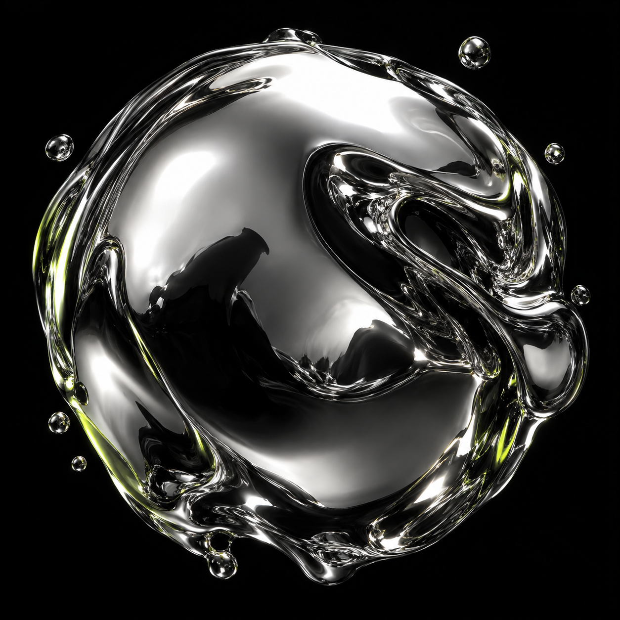 Flowing liquid chrome sculpture